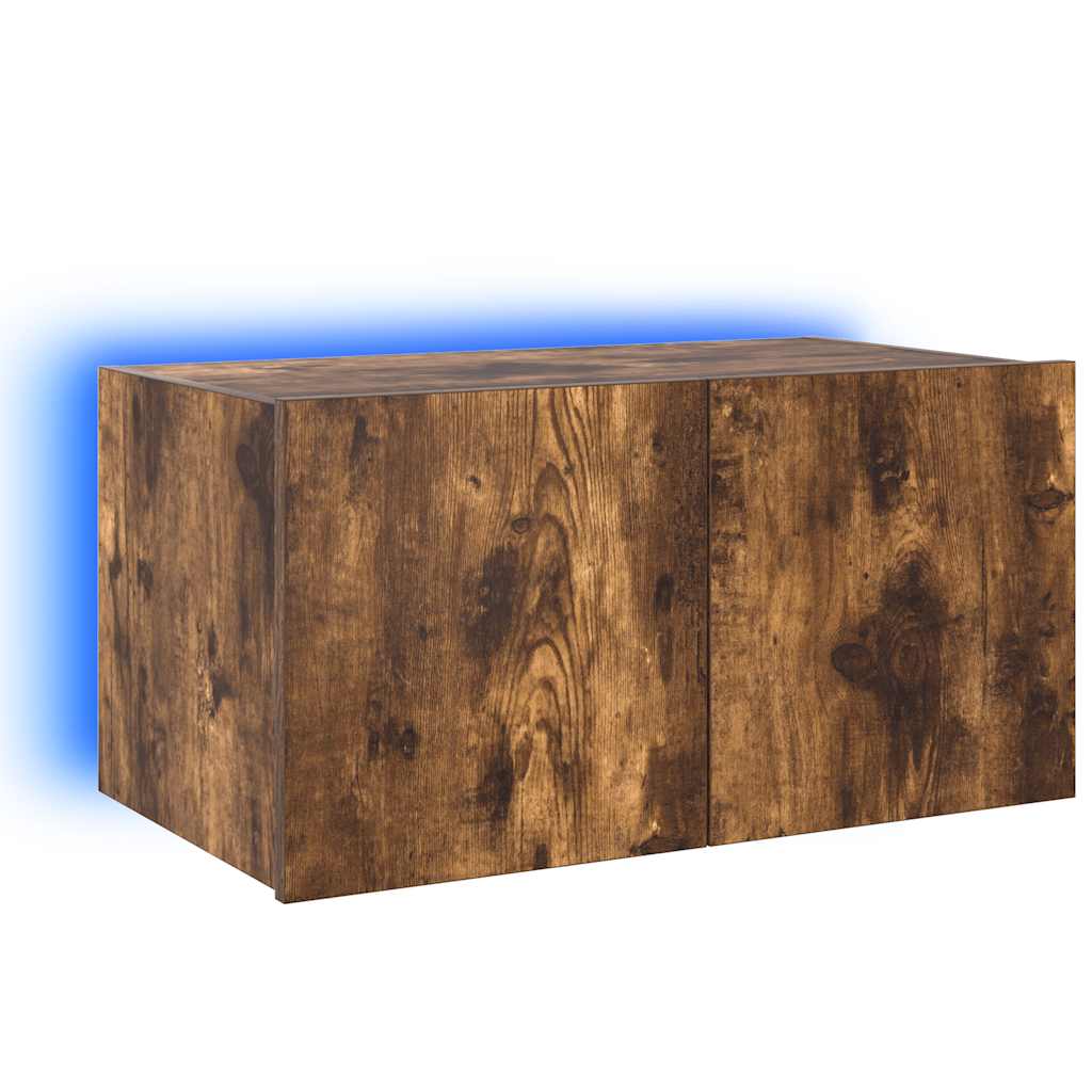 TV-Wandschrank mit LED-Leuchten Räuchereiche 60x35x31 cm