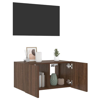 TV-Wandschrank mit LED-Leuchten Braun Eichen-Optik 60x35x31 cm