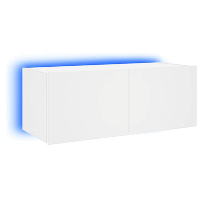 TV-Wandschrank mit LED-Leuchten Weiß 80x35x31 cm