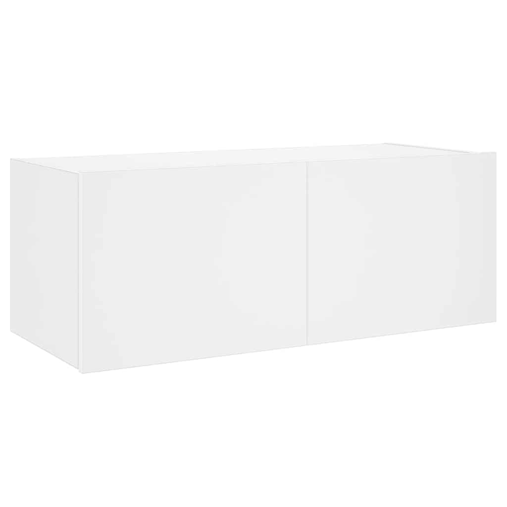TV-Wandschrank mit LED-Leuchten Weiß 80x35x31 cm