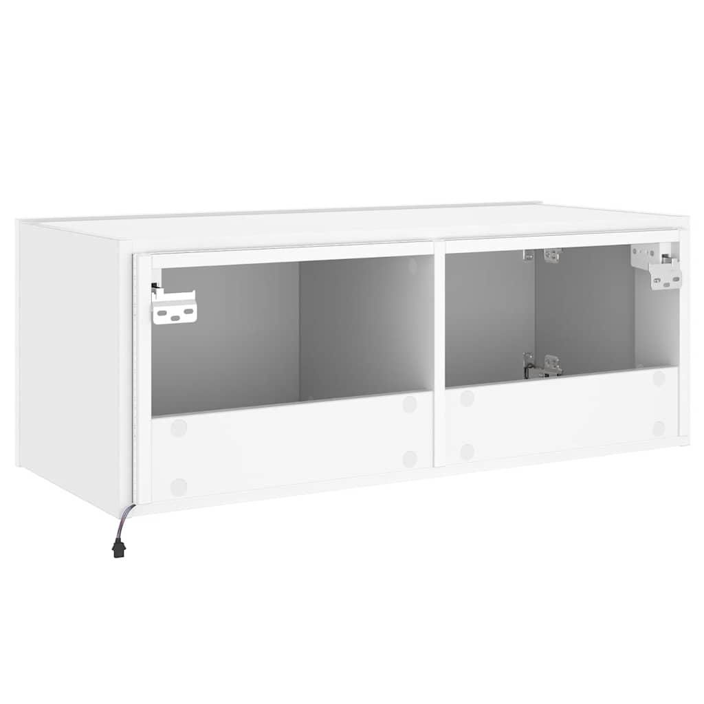 TV-Wandschrank mit LED-Leuchten Weiß 80x35x31 cm
