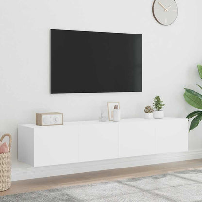 TV-Wandschränke mit LED-Leuchten 2 Stk. Weiß 80x35x31 cm