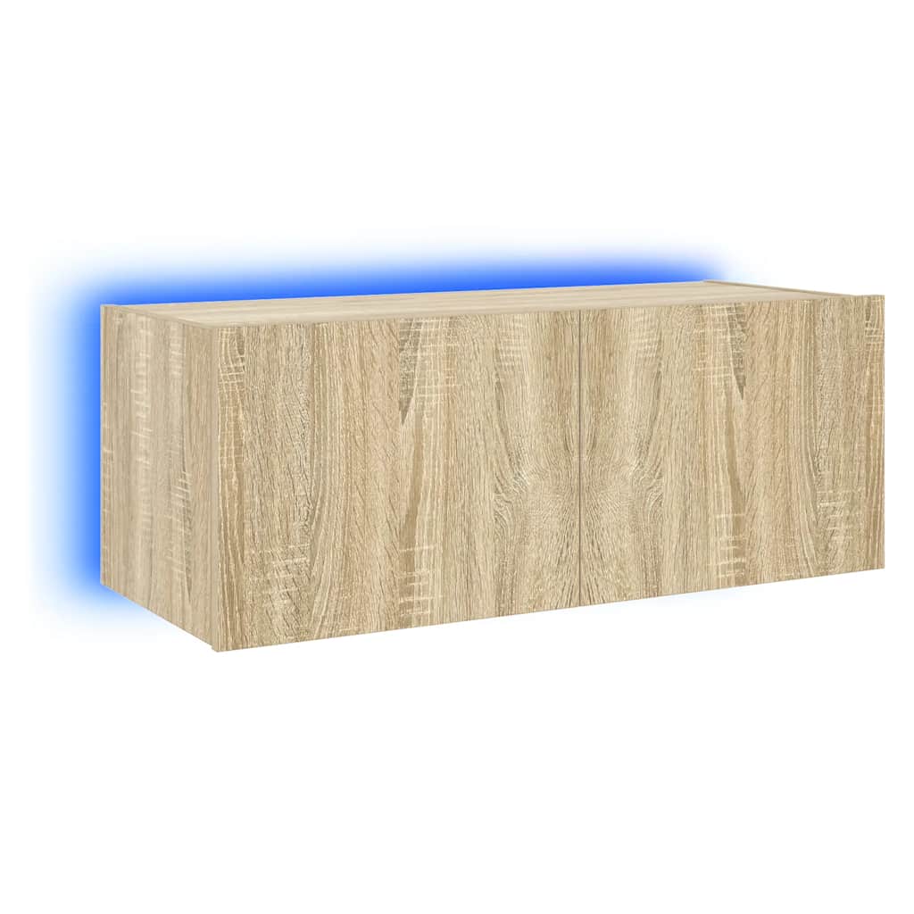TV-Wandschrank mit LED-Leuchten Sonoma-Eiche 80x35x31 cm