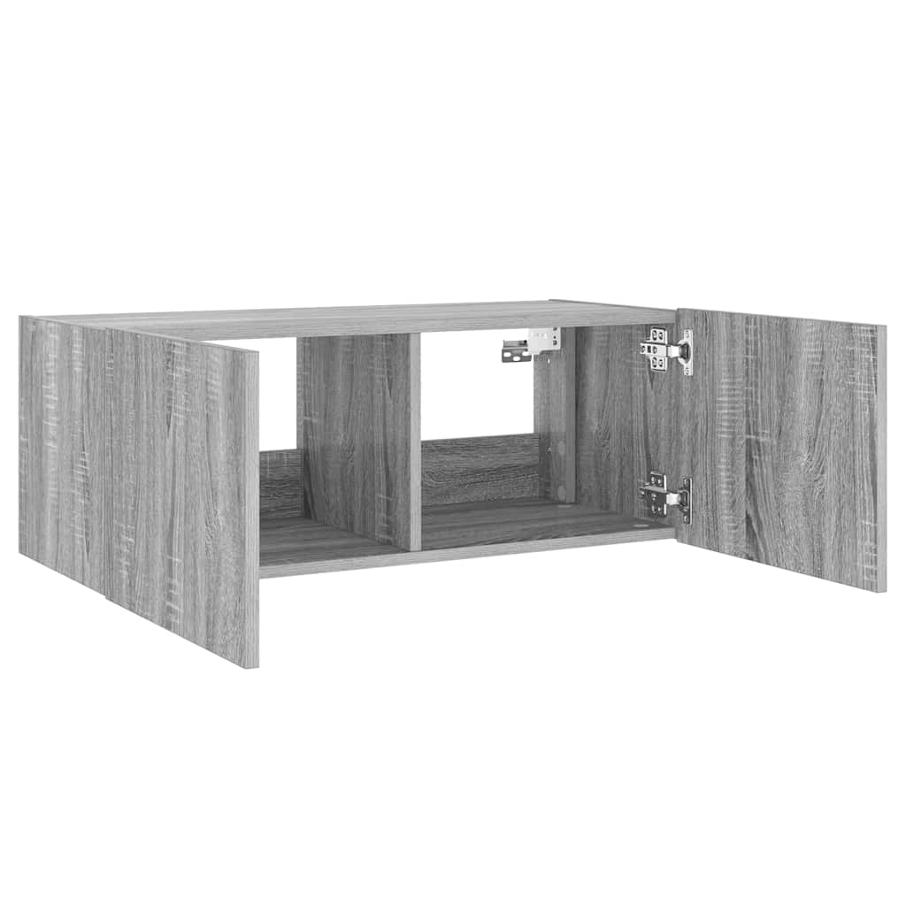 TV-Wandschrank mit LED-Leuchten Grau Sonoma 80x35x31 cm