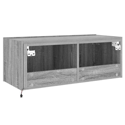 TV-Wandschrank mit LED-Leuchten Grau Sonoma 80x35x31 cm