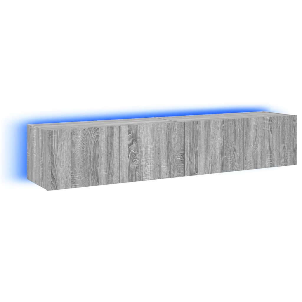 TV-Wandschränke mit LED-Leuchten 2 Stk. Grau Sonoma 80x35x31 cm