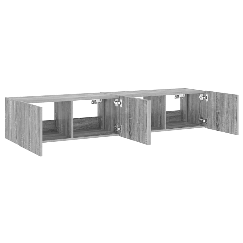 TV-Wandschränke mit LED-Leuchten 2 Stk. Grau Sonoma 80x35x31 cm