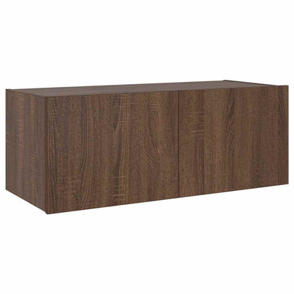 TV-Wandschrank mit LED-Leuchten Braun Eichen-Optik 80x35x31 cm