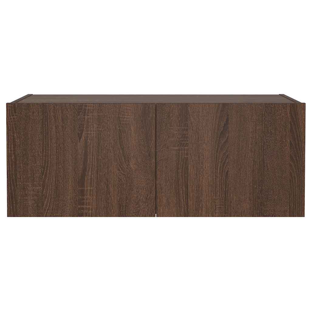 TV-Wandschrank mit LED-Leuchten Braun Eichen-Optik 80x35x31 cm