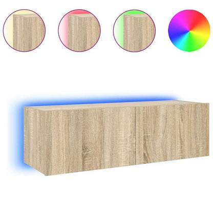TV-Wandschrank mit LED-Leuchten Sonoma-Eiche 100x35x31 cm