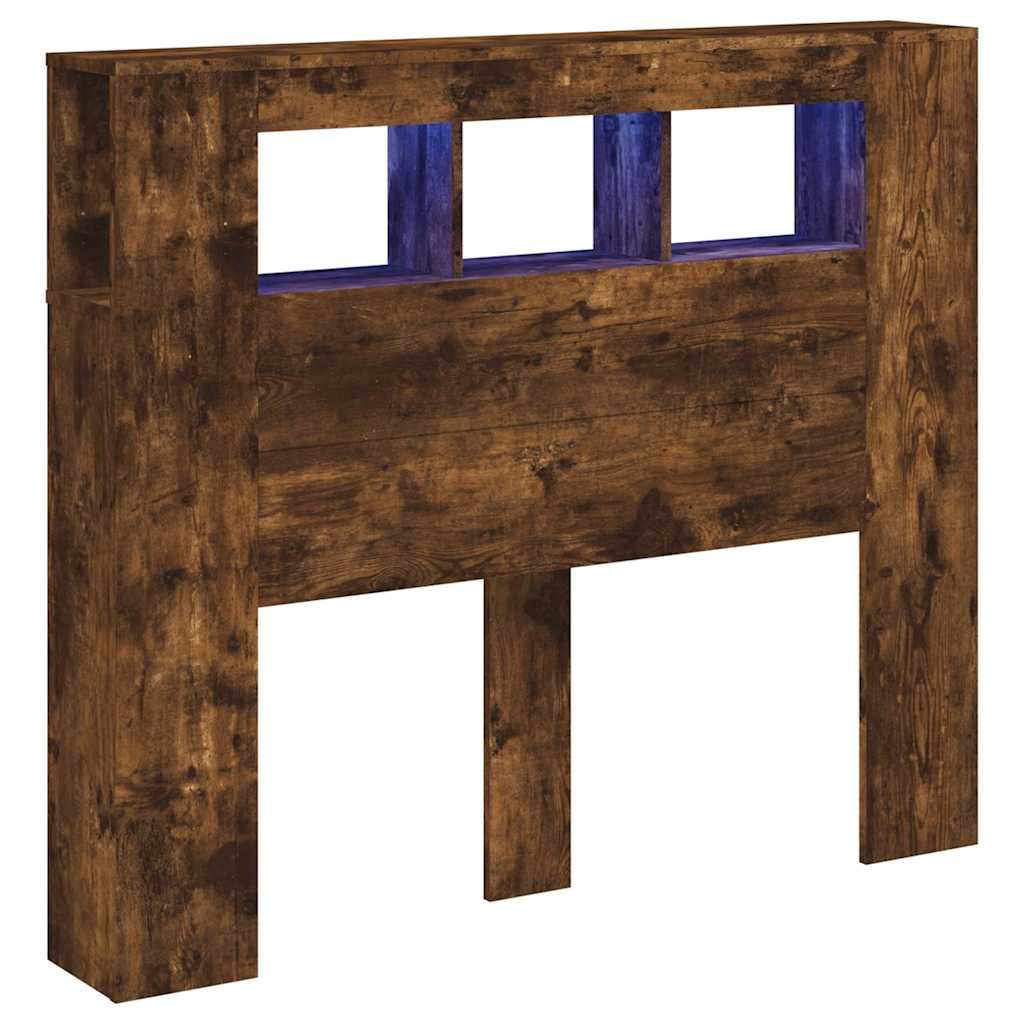 LED-Kopfteil Räuchereiche 120x18,5x103,5 cm Holzwerkstoff