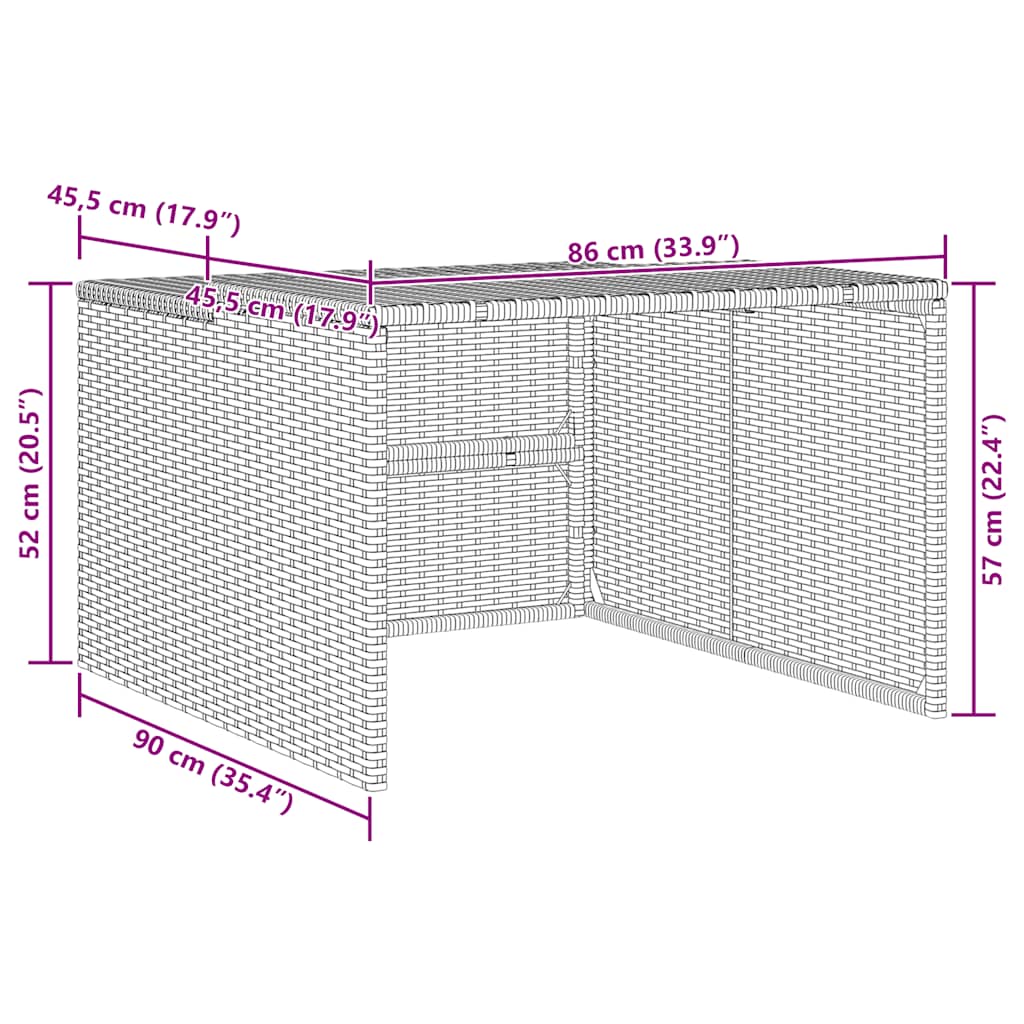 Mähroboter-Garage Braun 86x90x52/57 cm Poly Rattan