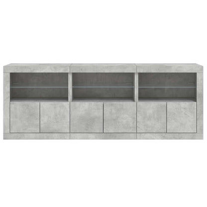 Sideboard mit LED-Leuchten Betongrau 181,5x37x67 cm