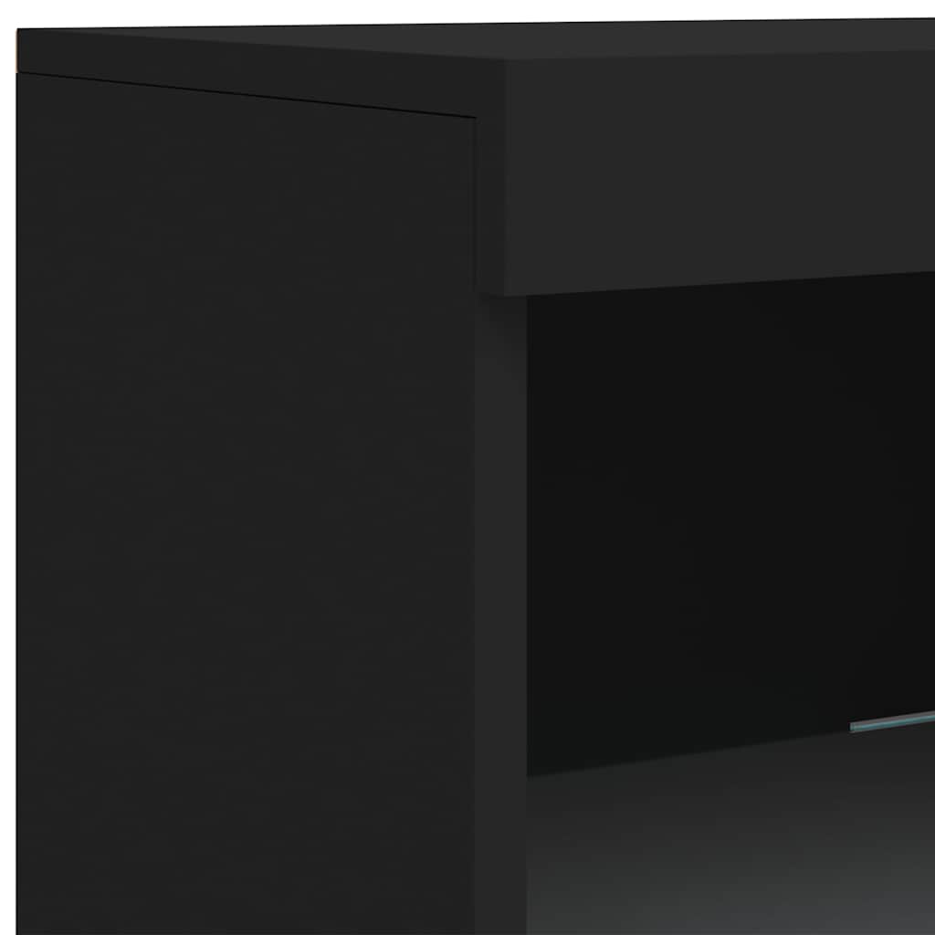 Sideboards mit LED-Leuchten 3 Stk. Schwarz Holzwerkstoff