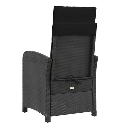 3-tlg. Bistro-Set mit Kissen Schwarz Poly Rattan