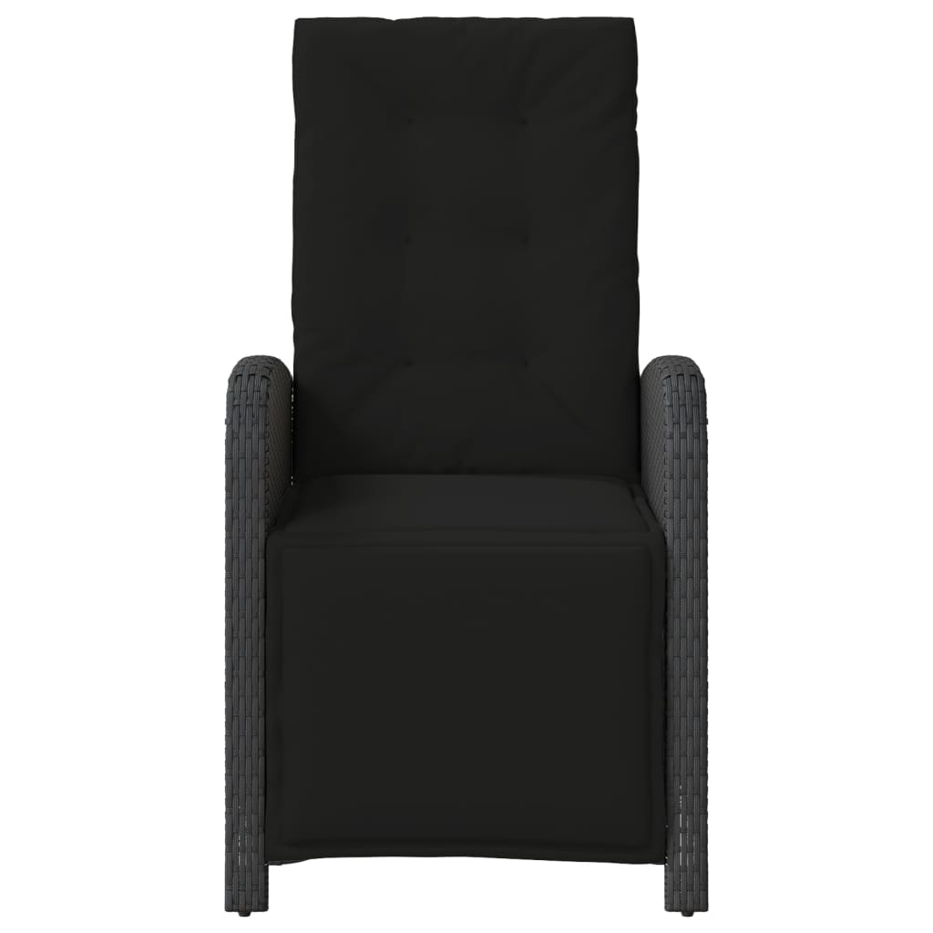 3-tlg. Bistro-Set mit Kissen Schwarz Poly Rattan