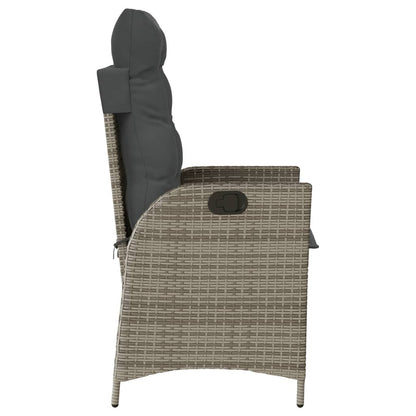 3-tlg. Bistro-Set mit Kissen Grau Poly Rattan