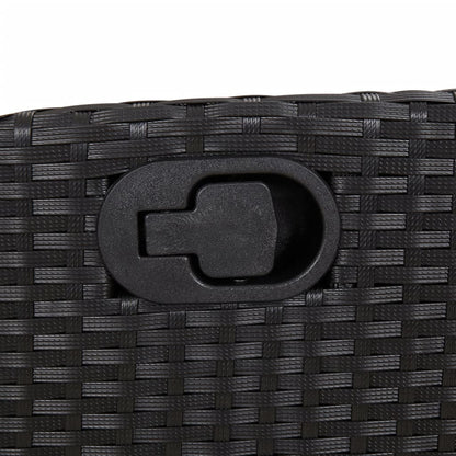 3-tlg. Bistro-Set mit Kissen Schwarz Poly Rattan