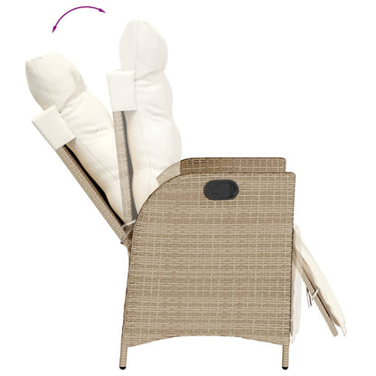 3-tlg. Bistro-Set mit Kissen Beige Poly Rattan
