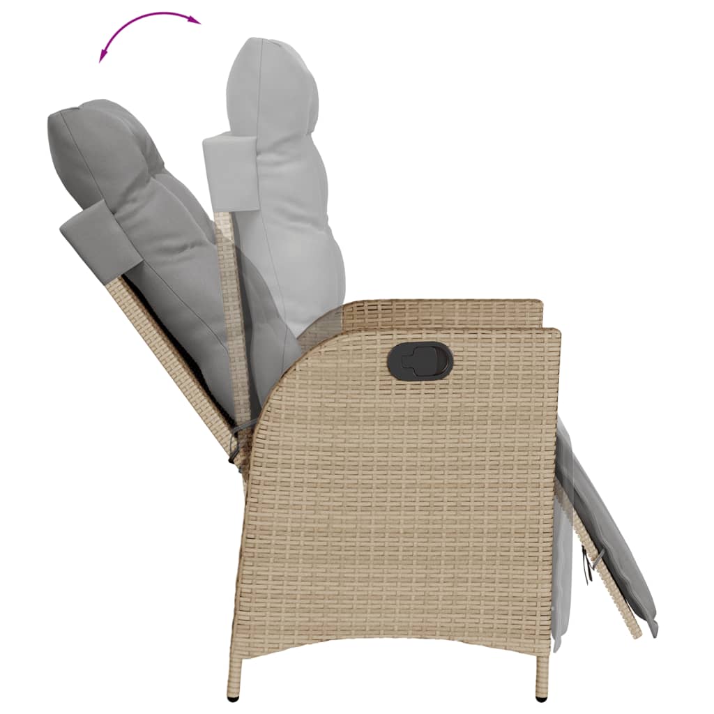 3-tlg. Bistro-Set mit Kissen Beigemischung Poly Rattan