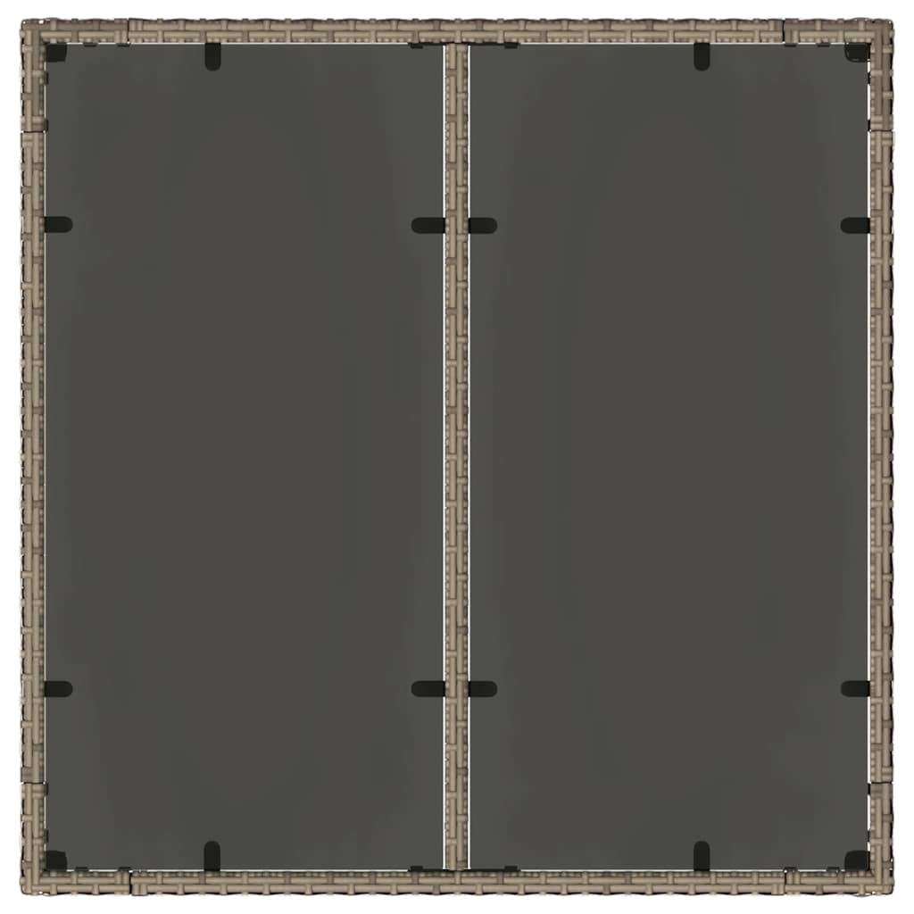 Gartentisch mit Glasplatte Grau 90x90x75 cm Poly Rattan