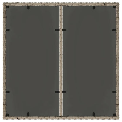 Gartentisch mit Glasplatte Grau 90x90x75 cm Poly Rattan