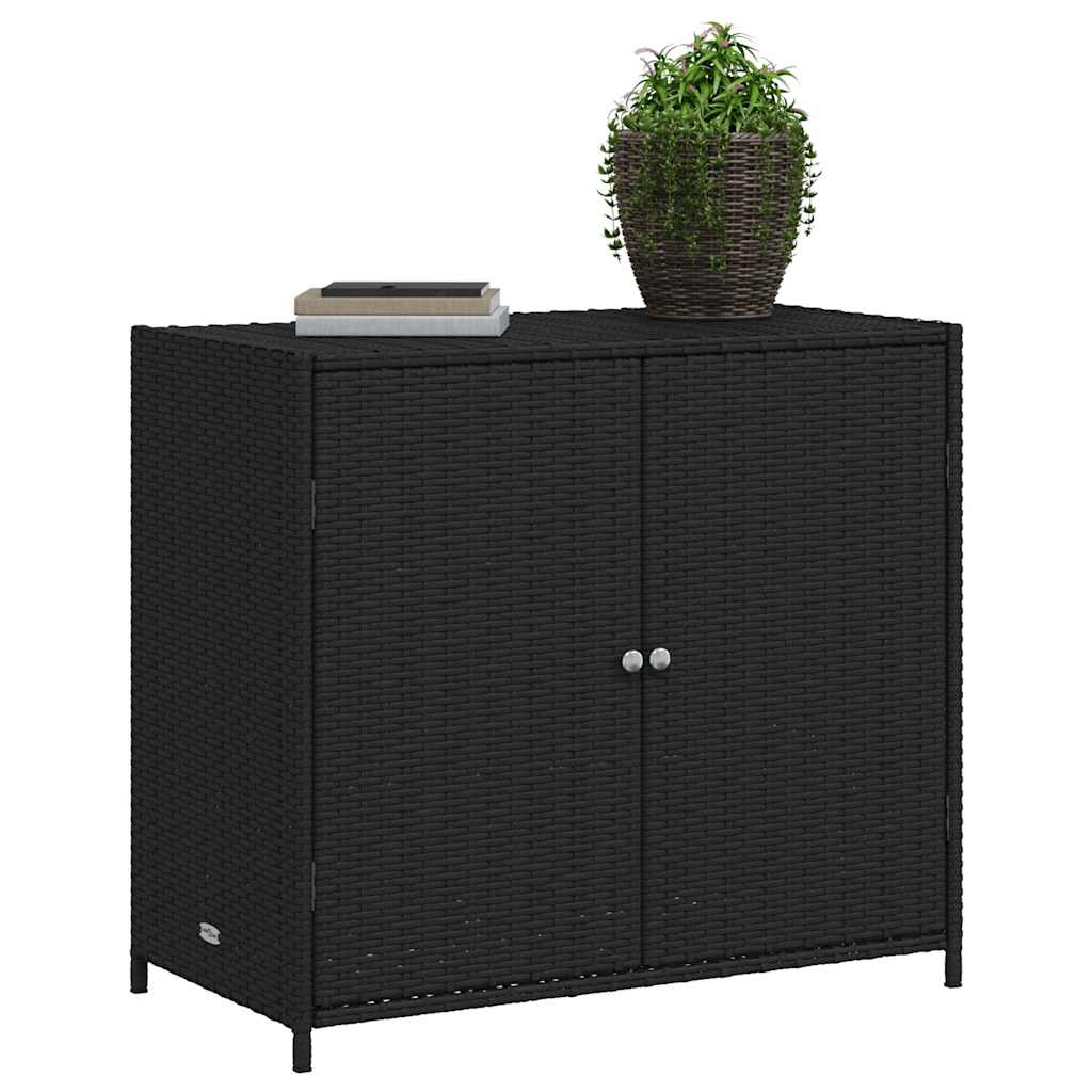 Gartenschrank Schwarz 83x45x76 cm Poly Rattan