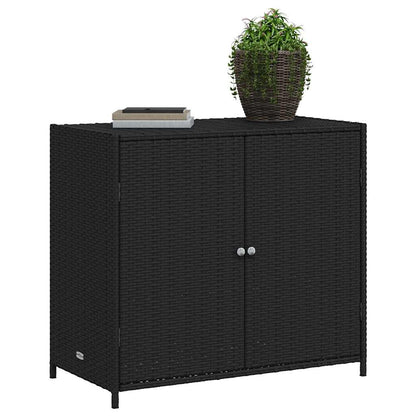 Gartenschrank Schwarz 83x45x76 cm Poly Rattan