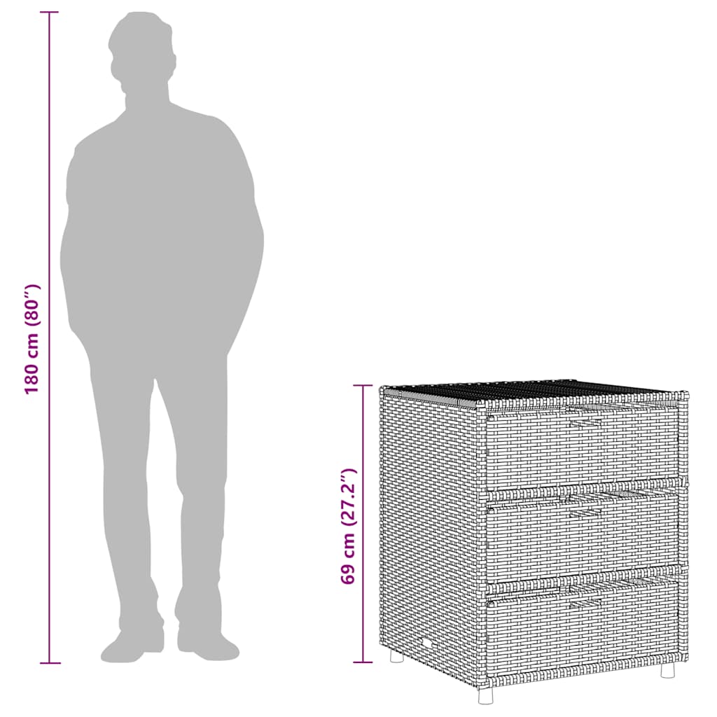 Gartenschrank Beige 55x59x69 cm Poly Rattan