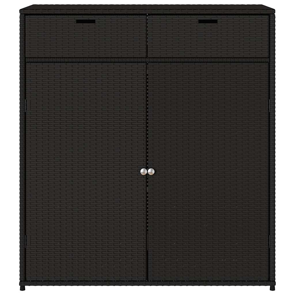 Gartenschrank Schwarz 105x55x113 cm Poly Rattan