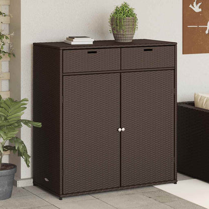 Gartenschrank Braun 105x55x113 cm Poly Rattan