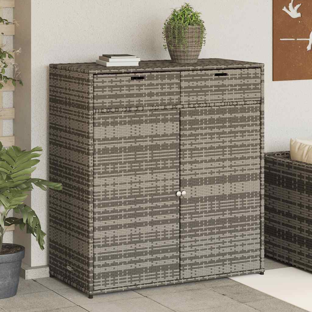 Gartenschrank Grau 105x55x113 cm Poly Rattan