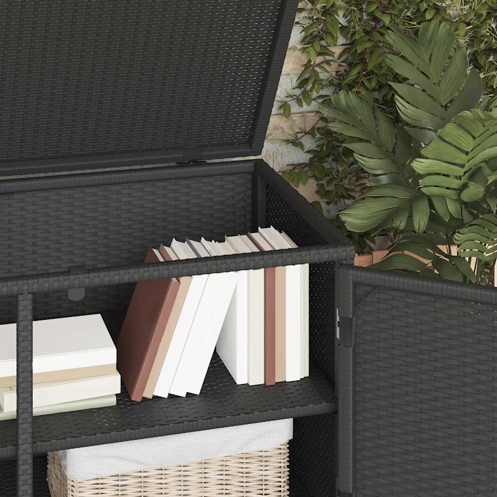 Gartenschrank Schwarz 110x55x60,5 cm Poly Rattan