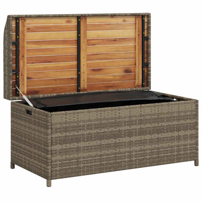 Bank mit Stauraum Grau 100x50x52 cm Poly Rattan Akazienholz