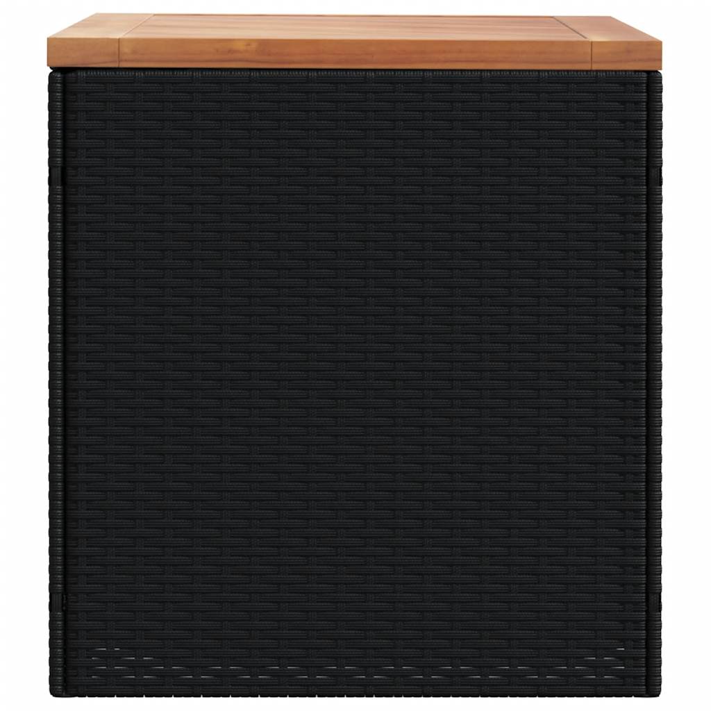Gartentruhe Schwarz 110x50x54 cm Poly Rattan Akazienholz