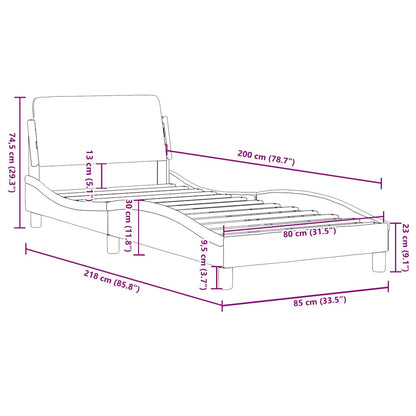 Bettgestell mit Kopfteil "Dover" Schwarz 80x200 cm Samt