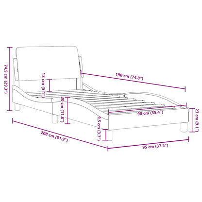 Bettgestell mit Kopfteil "Dover" Taupe 90x190 cm Stoff