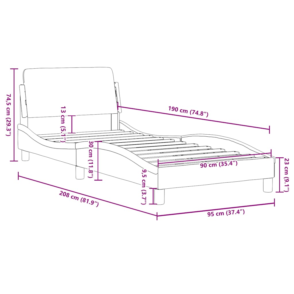 Bettgestell "Dover" Cappuccino-Braun 90x190 cm Kunstleder