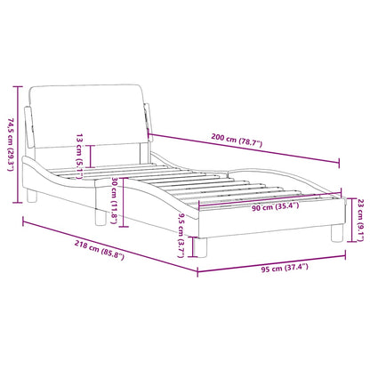 Bettgestell "Dover" Grau 90x200 cm Kunstleder