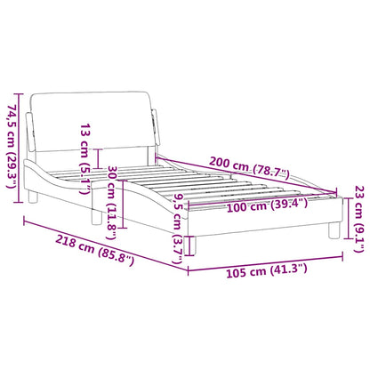 Bettgestell "Dover" Dunkelgrau 100x200 cm Stoff