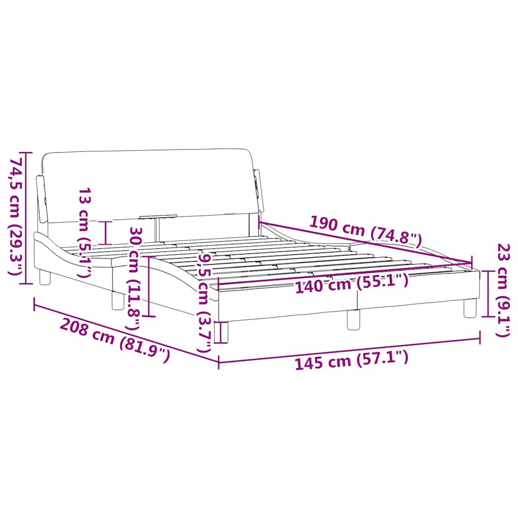 Bettgestell "Dover" Braun 140x190 cm Kunstleder