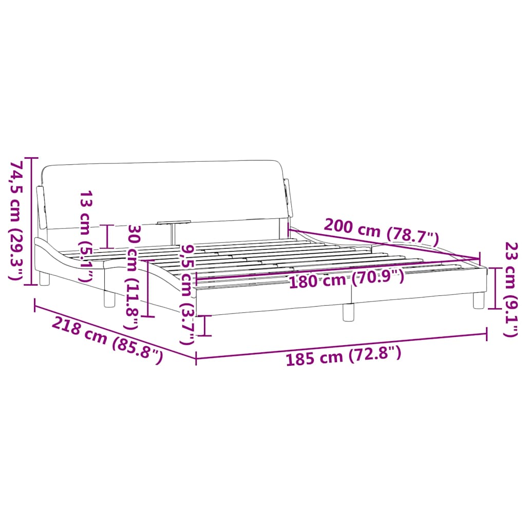 Bettgestell "Dover" Hellgrau 180x200 cm Samt