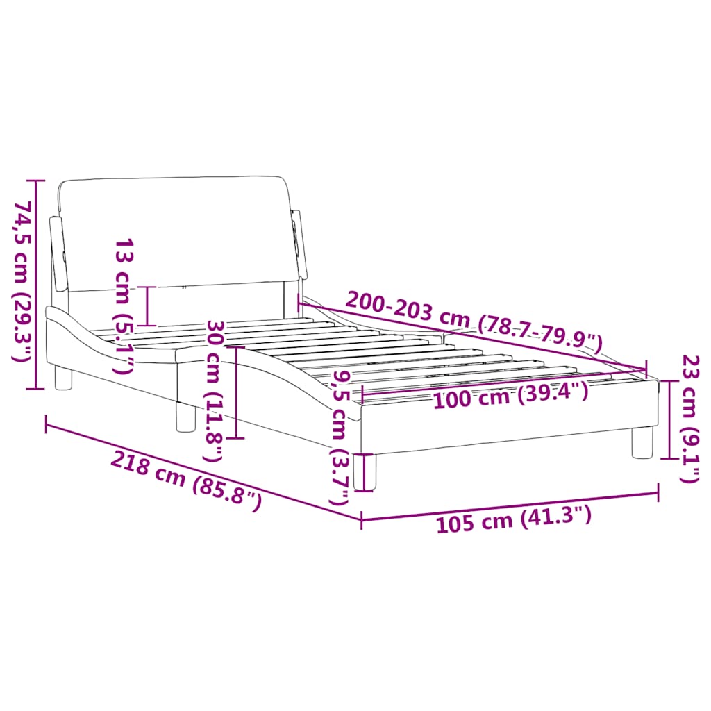 Bettgestell "Dover" Dunkelgrau 100x203 cm Samt