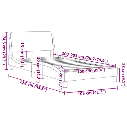Bettgestell "Dover" Dunkelgrau 100x203 cm Samt