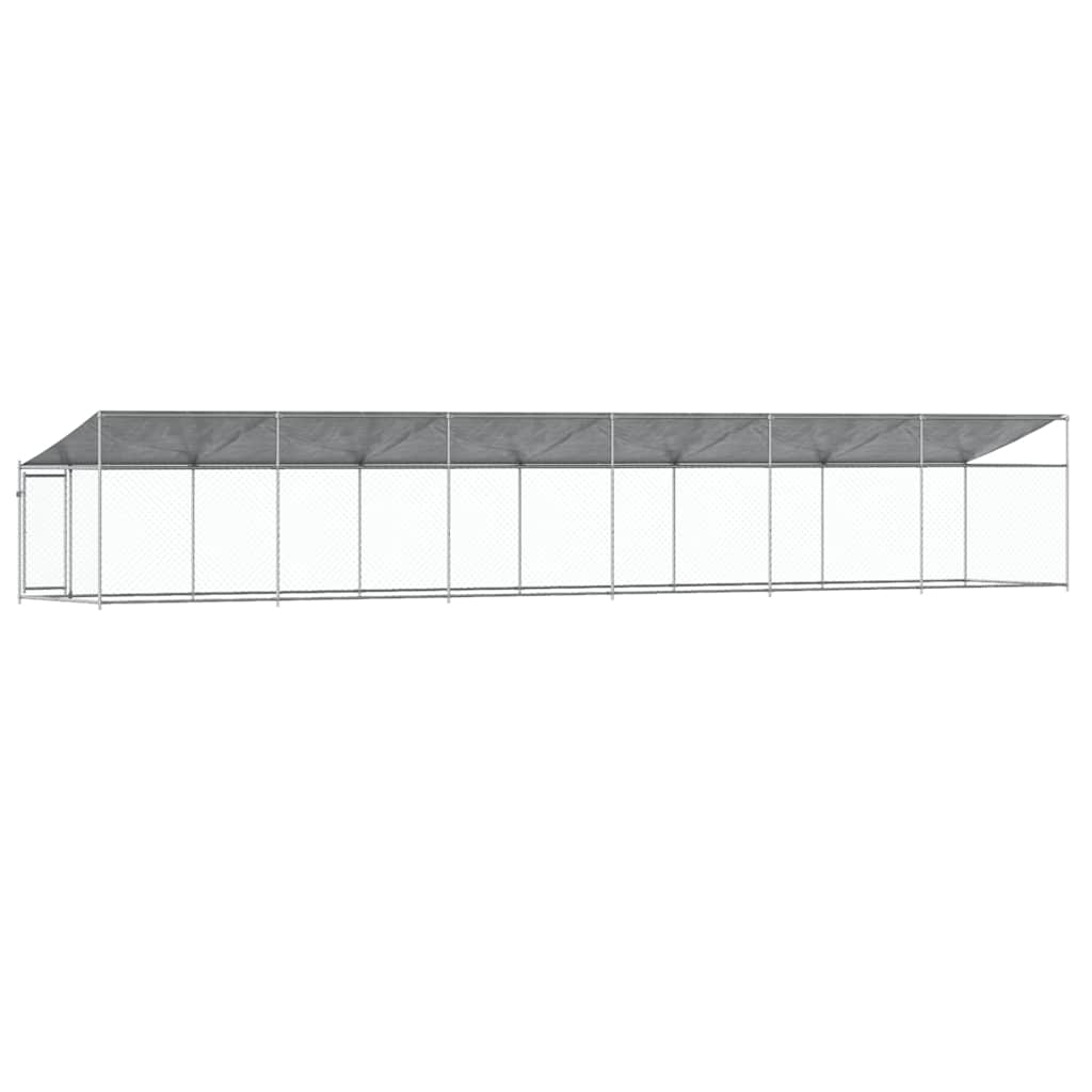 Hundezwinger mit Dach und Tür Grau 12x2x2 m Verzinkter Stahl