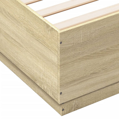 Bettgestell mit LED Sonoma-Eiche 140x200 cm Holzwerkstoff