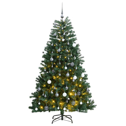 Künstlicher Weihnachtsbaum Klappbar 300 LEDs & Kugeln 240 cm