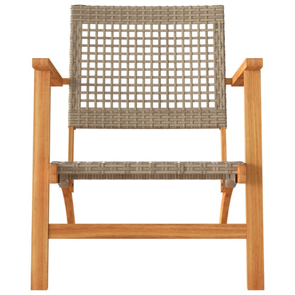 Gartenstühle 2 Stk. Beige Poly Rattan und Akazienholz