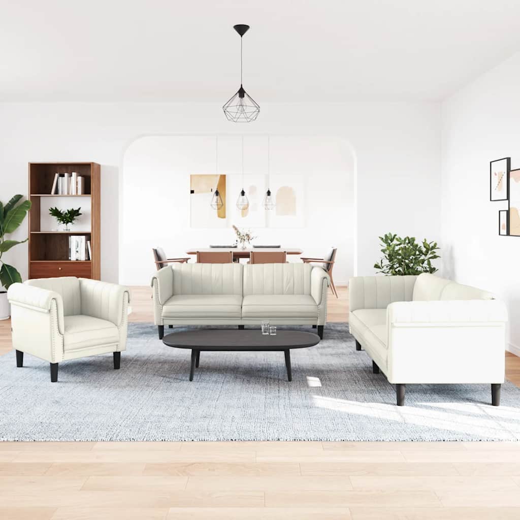 3-tlg. Sofagarnitur Creme Samt