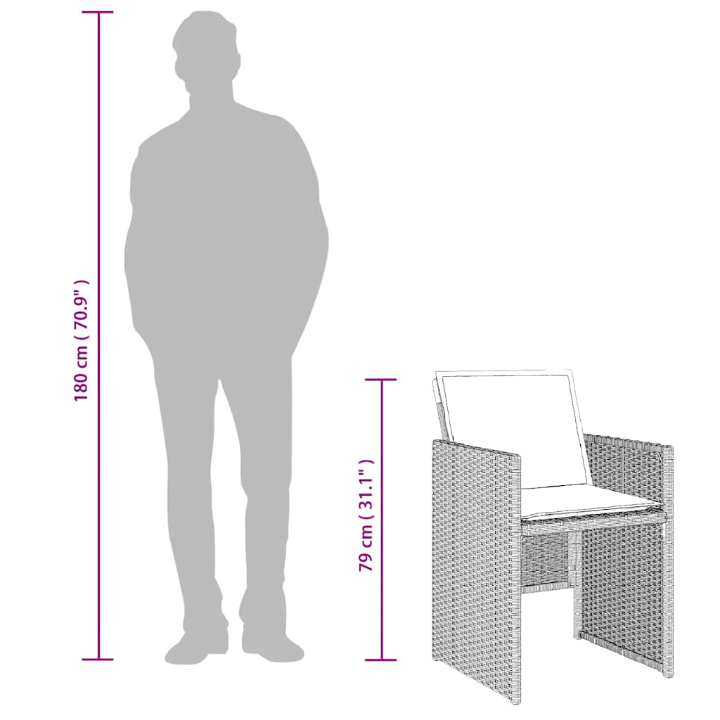 17-tlg. Garten-Essgruppe mit Kissen Hellgrau Poly Rattan